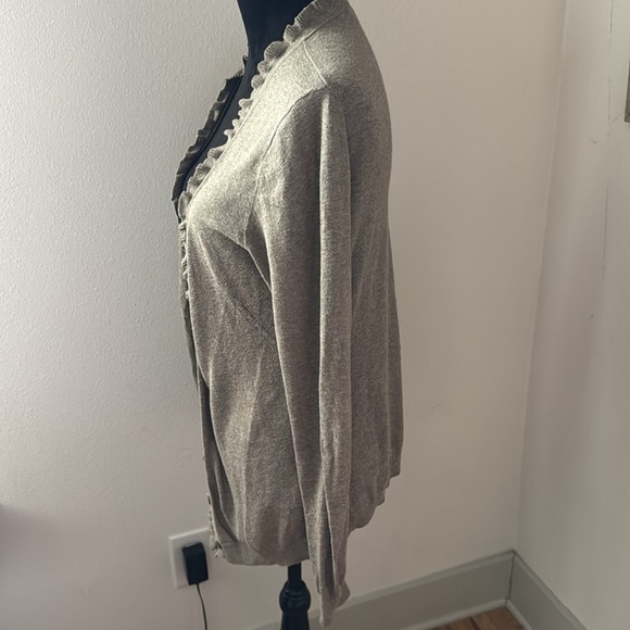 Banana Republic ruffle trim button down long sleeves cardigan sweater cotton M - Picture 2 of 6